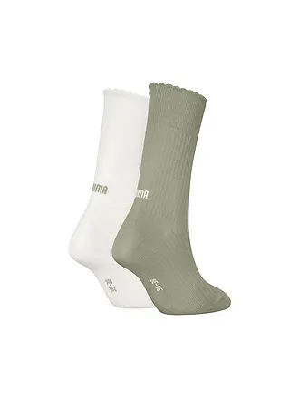 PUMA | Chaussettes de loisirs pour femmes Scallop Edge, lot de 2 | olive